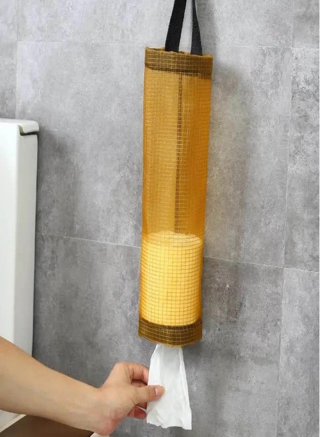 SPRADE Bag Holder for Plastic Bags, 2 Pcs Polyester Grocery Bag Holder Plastic Dispenser Foldable Breathable Washable Hanging Mesh Garbage Bag Organizer for Kitchen Plastic Bag Storage - Image 3